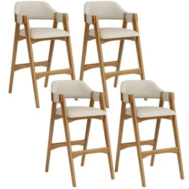 Imagem de Kit 04 Banquetas Altas Para Cozinha Sala de Jantar Bar Suran L02 Linho Champagne - Lyam Decor