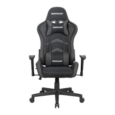 Imagem de MAX RACER - Cadeira Gamer Aggressive - Cadeira Ergonômica para Jogos - Até 150kg, Braços com Regulagem de Altura, Tecido Poliéster Frio, Inclinação 180°, Almofada Cervical e Lombar - Preto e Cinza