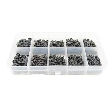 Imagem de Parafusos em caixa versáteis de aço carbono sortidos de parafusos de metal para projetos vêm em um recipiente de armazenamento de fácil acesso, ideal para montagem de móveis de bricolage e construção