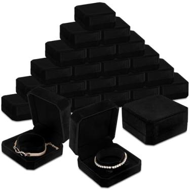 Imagem de Ecation 24 peças caixa de pulseira de veludo clássica preta caixa de presente para armazenamento de joias organizador de pulseira para casamento, noivado, aniversário, aniversário, exibição de joias