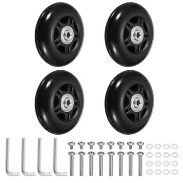 Imagem de YELARXI Replacement Luggage Wheels, Suitcase Wheels Replacement Kit 75x24mm & 2 Set & Rubber & Black - Fitting for (Swivel Caster Bearings Repair/Replacing/Roller Bag/Suitcase/Spinner)
