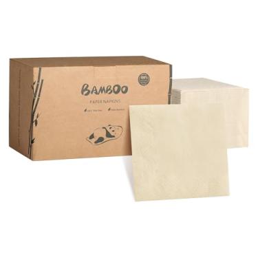 Imagem de 300 guardanapos de coquetel de bambu descartáveis - guardanapos de papel 100% bambu, guardanapos descartáveis compostáveis ecológicos para festas, restaurantes, casamentos e uso diário - guardanapos