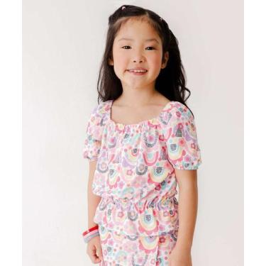 Imagem de Blusa Infantil Ciganinha Estampada Marisa Tam 4 a 10-22054, Branco, 8