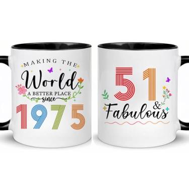 Imagem de Choinn 1975 Presentes de aniversário de 51 anos para mulheres e homens, presente de aniversário de 51 anos, caneca de café para mãe, pai, avó, vovô, ideias de presentes de aniversário de 51 anos, Dia