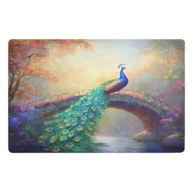 Imagem de Lindo tapete de entrada de pavão tapete de boas-vindas engraçado e fino 81 x 50 cm