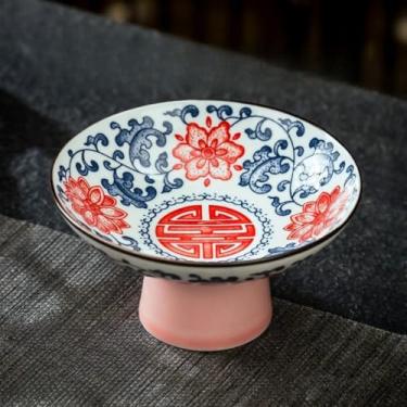 Imagem de FENNYYAR Prato de frutas de cerâmica para uso doméstico, estilo chinês, 12 cm, prato de oferta de santuário budista retrô