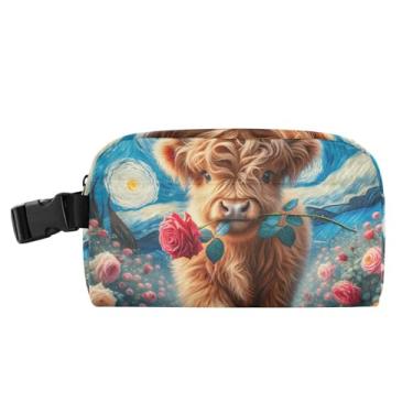 Imagem de TSENQUE Lancheira feminina Starry Night Highland vaca rosa reutilizável para meninas lancheira infantil personalizada para trabalho linda bolsa térmica para transporte de alimentos para meninos