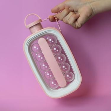 Imagem de Garrafa com Forma de Gelo 2 em 1, Rosa, Borracha e Plástico, 27.3x11.4x5.8cm, 17 Bolas de Gelo