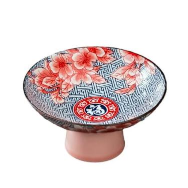 Imagem de FENNYYAR Prato de frutas de cerâmica estilo chinês doméstico, 12 cm 4,7 polegadas, prato de oferta retrô Guanyin God of Wealth