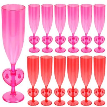 Imagem de clothmile 12 peças de taças de champanhe de plástico para o dia dos namorados coração 170 g copos de coquetel de acrílico a granel para brindes de casamento dos namorados suprimentos de festa de