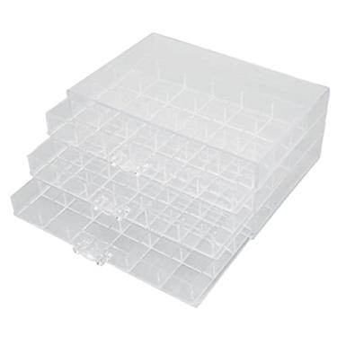 Imagem de shenruifa Caixa de armazenamento de joias, 3 camadas, 72 grades, suporte organizador de joias de acrílico transparente com tampa para brincos, colares, anéis