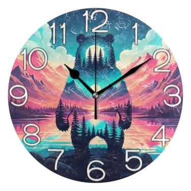 Imagem de GAIGEO Relógio de parede analógico decorativo escritório cozinha relógio estético silencioso sem tique-taque, decoração de parede vintage sala de estar relógio branco número com Kedu, 25 cm, ponteiros