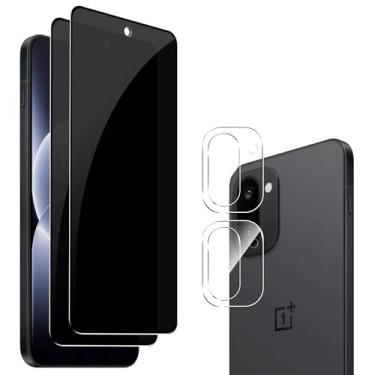 Imagem de Fhyeugfy Película protetora de tela OnePlus 15R, [2 + 2 unidades] película de vidro temperado anti-espião + protetor de lente de câmera, 9H, sem bolhas, antiarranhões