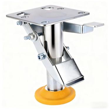 Imagem de Trava de piso, trava de piso de freio de carrinho de altura ajustável, aço manganês 99,8 kg com almofada de TPU para rodízios de 3 ~ 10 cm (X-100-32-4)