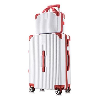 Imagem de Mala de duas peças silenciosas material ABS durável haste de liga grossa 20" embarque avião viagem diversão viagem negócios viagem preto 342149cm (branco vermelho 32)
