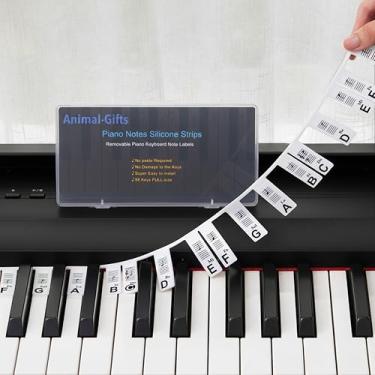 Imagem de Adesivos removíveis de teclado de piano para iniciantes, etiquetas removíveis de notas de teclado de piano acessórios para aprendizagem, 88 teclas 61 teclas tamanho completo feito de silicone, sem