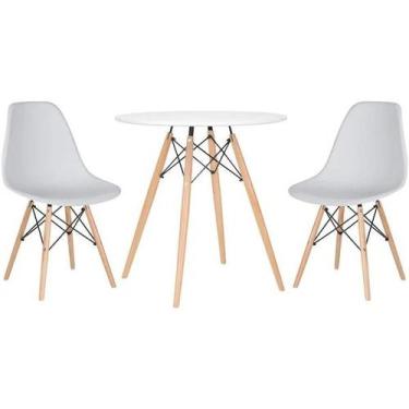 Imagem de Kit Mesa Jantar Eiffel 80cm Branca + 2 Cadeiras Charles Eames - Branca