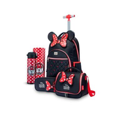 Imagem de Kit Mochila Lancheira Estojo Garrafa Minnie Escolar Disney