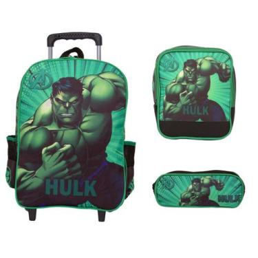 Imagem de Mochila Infantil Menino de Rodinhas Herói Hulk Alto Relevo - TOYS 2U