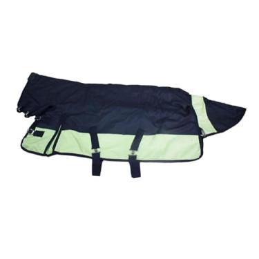 Imagem de Generic Manta de inverno para cavalos, ideal para estábulos, quente, ao frio, acolchoada, à prova de vento, 600D, com proteção para o pescoço e, Navy Blue L