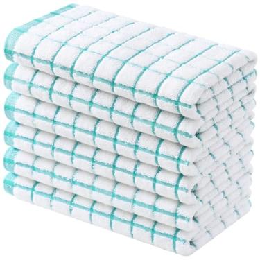 Imagem de Homaxy Toalhas de cozinha premium (40,6 cm x 71 cm, pacote com 6), panos de prato grandes de algodão fiado anel, toalhas de mão de cozinha macias super absorventes, conjunto de toalhas de chá de