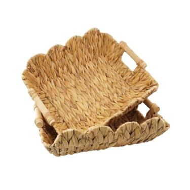 Imagem de YRMT Cesta de armazenamento de jacinto de água com alças, cestas de vime feitas à mão para organizar prateleira, despensa, decoração de casa de cozinha, natural (pacote com 2, 40 x 33 x 13 cm)