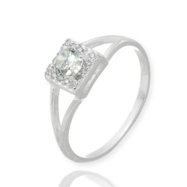 Imagem de Anel Feminino Formatura Debutante Pedra Zirconia Azul Prata - Lojas La