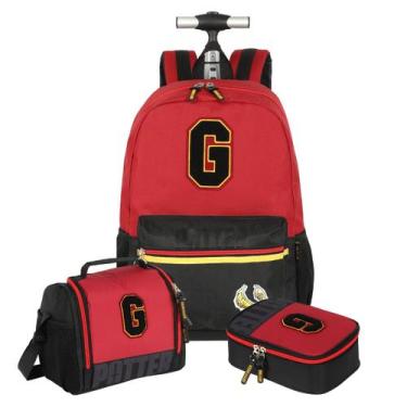 Imagem de Kit Mochila Harry Potter Rodas Lancheira E Estojo Box Escola, Vermelho