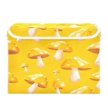 Imagem de xigua Caixa de armazenamento de armário de plantas e cogumelos com tampas e alças, organizador de cestas de armazenamento de tecido dobrável, caixas de armazenamento de cubos grandes para roupas