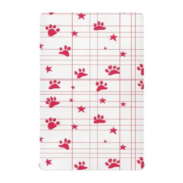 Imagem de Wassud Jogo de lençol de berço respirável com estrelas e patas para meninos e meninas, neutro, 71 x 132 cm