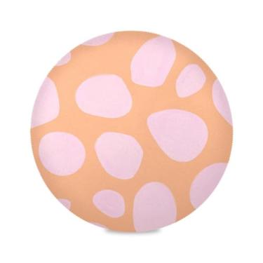 Imagem de Wassud Jogo americano com pontos de blush tapetes redondos para cozinha e jantar tapetes laváveis resistentes ao calor decoração de mesa 39 cm