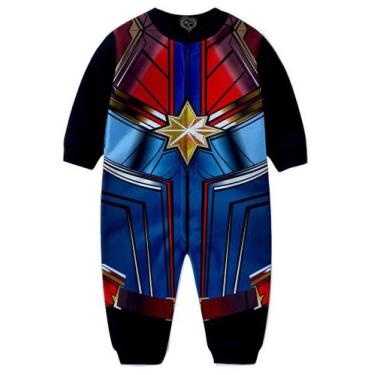 Imagem de Macacão Pijama Capita Marvel infantil Herois tip top, 3-4 anos