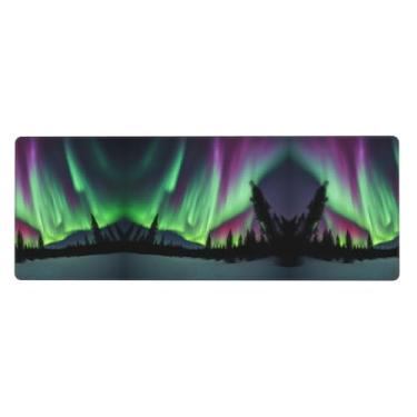 Imagem de Impressão de pintura Northern Lights tamanho extra grande mouse pad 12 x 81,5 polegadas, teclado de borracha para desktop, laptop