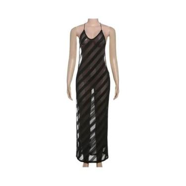 Imagem de Vestido Longo Maxi Feminino Sensual De Verão, Estilo Bodycon, Com Deco