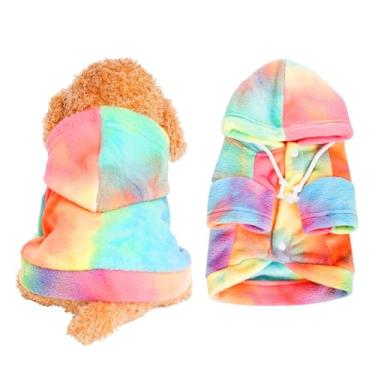 Imagem de Rbenxia Tie Dye Casaco com capuz para cães para clima frio casacos de lã macia para filhotes de cachorro jaqueta quente para cães de estimação roupas de inverno para cães pequenos filhotes de