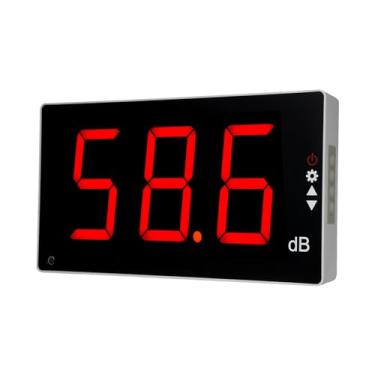 Imagem de Medidor de Nível Som Digital Ruído Testador Monitoramento Decibéis 30-130dB Medição com Alarme Sonoro Montado em Parede Tela LCD Grande Instrumento