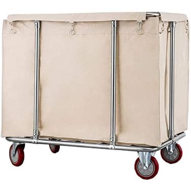 Imagem de Carro de serviço, veículos de coleta de carrinhos, veículos de reciclagem, carrinho de servir, carrinho comercial com rodinhas para lavanderia, com sacos removíveis, aço inoxidável engrossado 6 tubos