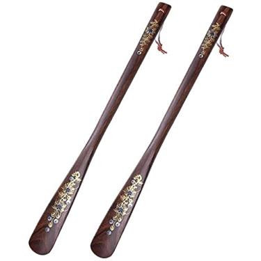 Imagem de HHHJQFAAT Sapato de impressão de flores de chifre de sapateira pacote com 2 califes de madeira para viagem longa (cor: marrom, tamanho: 554 cm) (cor: marrom, tamanho: 554 cm) (café 55 * 4 cm)