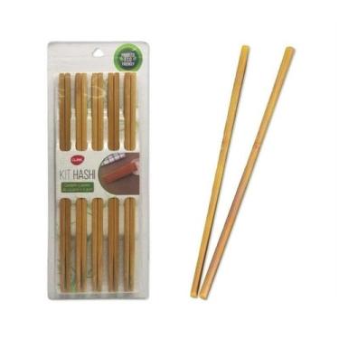 Imagem de Kit 10 Pares Hashi Palitinho Japones Pauzinho Bambu Reutilizavel Lavav
