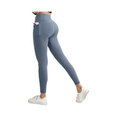 Imagem de Leggings Femininas De Cintura Alta Em Cor Sólida, Calças De Treino Que