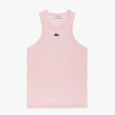 Imagem de Regata com Gola Redonda de Malha Canelada - Lacoste, Rosa bebe, 42