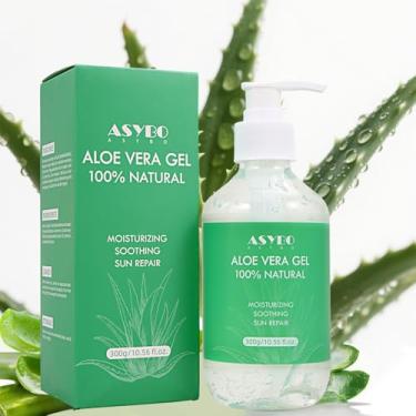 Imagem de ASYBO Gel de Aloe Vera 300 ml – Aloe Vera 100% natural puro para o rosto e o corpo, creme de aloe hidratante calmante e nutritivo para pele seca, queimaduras solares, acne, loção pós-sol