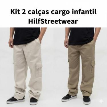 Imagem de Kit Calça Cargo Infantil 100% Algodão em Sarja/Jeans - NoBrand, Kit ca