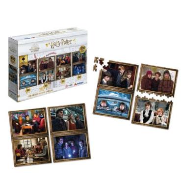 Imagem de Brinquedo Quebra-Cabeça Puzzle Harry Potter 4X100 Peças - Wizarding Wo