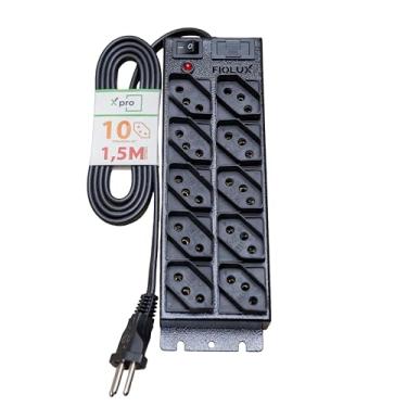 Imagem de Filtro De Linha 10 Tomadas Cabo De 1.5 Metros Metálico Extensão Régua Protetor Energia Elétrica Profissional Com Fusível Bivolt 110 127 220 Fiolux Powerlink 110V 127V 220V Corpo em Metal 1,5M