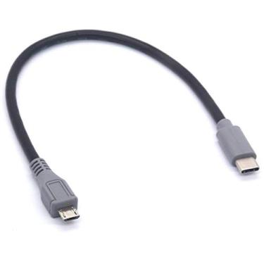 Imagem de Cabo USB C curto para micro USB C, cabo de extensão macho tipo C para micro USB B macho para MacBook, Dell XPS 13 15, Chormebook Pixel, dispositivos com porta USB-C (30 cm)