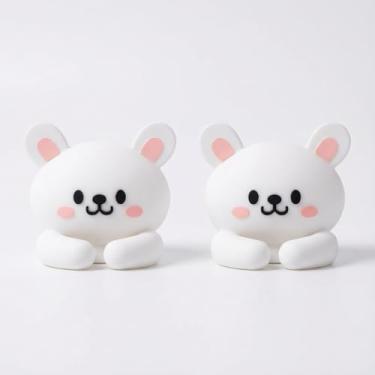 Imagem de 2 peças de clipes de cabo de animais fofos, organizador de mesa de silicone (2,8 x 2,7 x 1,6 cm) - suportes de cabos adesivos para carregadores de telefone/laptop, acessórios de mesa para escritório