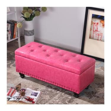 Imagem de Banqueta para quarto multifuncional para mudança de sapato longo, porta de entrada, sofá doméstico, retangular, cor sólida, porta de entrada, extremidade da cama, banco (rosa, 100)