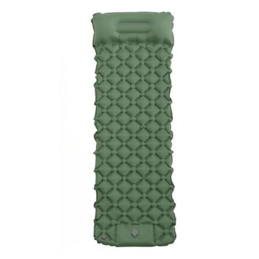 Imagem de Colchonete InfláVel Solteiro ColchãO AutomáTico PortáTil 190cm Com Travesseiro Acampamento Camping Viagem ImpermeáVel De(Verde militar)