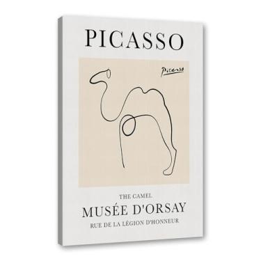 Imagem de Pintura em tela vintage Picasso desenho de linha de desenho de desenho de desenho de desenho de desenho de animal abstrato de desenho minimalista para decoração de sala de estar para sala de estar